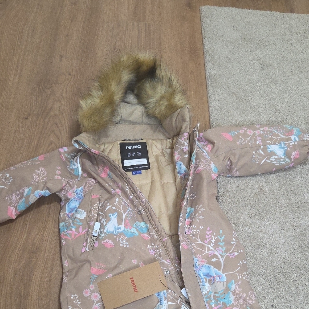 NWT Reima Floral Waterproof Weatherproof Snowsuit with Faux Fur Trim - Picture 5 of 15